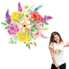 Наклейки с цветами для женщин, футболки ручной работы, домашние принты, стильные парчи, моющиеся, сделай сам, накладки с теплопередачей на одежду