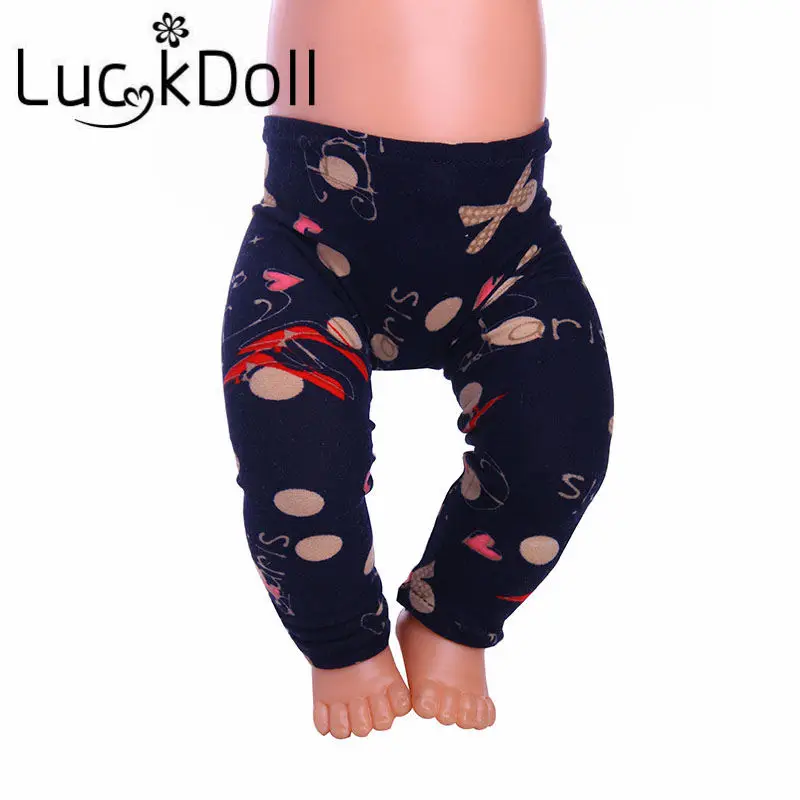 LUCKDOLL любовь печати леггинсы подходит 18 дюймов Американский 43 см Кукла одежда аксессуары, игрушки для девочек, поколение, подарок на день рождения