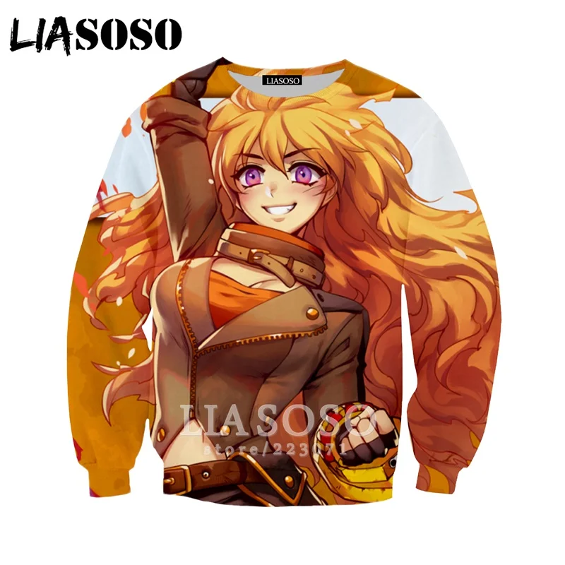 11 LIASOSO Осень Новые мужские и женские модные толстовки 3D принт Аниме RWBY Толстовка длинный рукав хип хоп Harajuku пуловер B012-19 - Цвет: 11