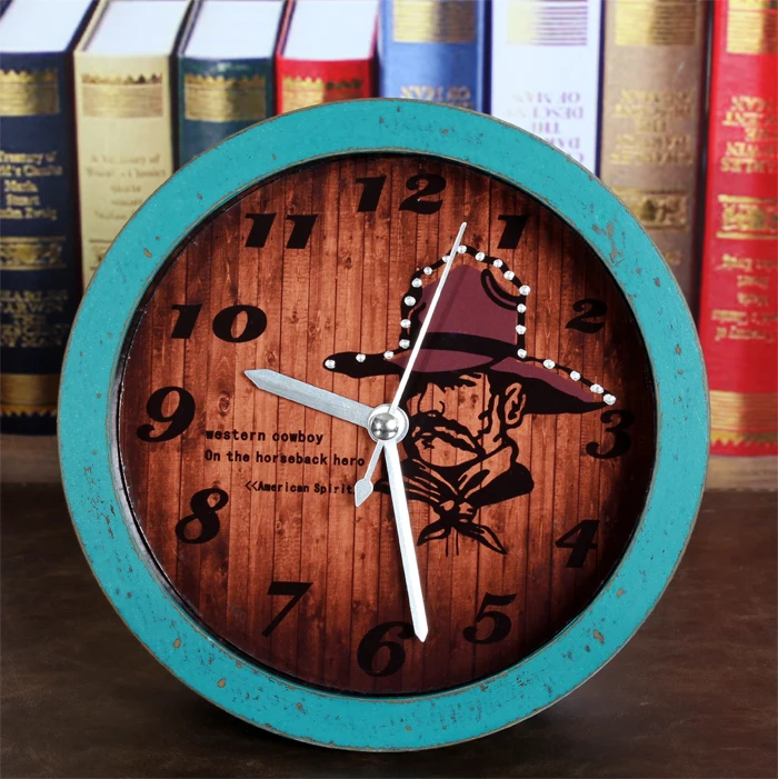 Американский свободный дух ковбой стиль деревянный стол часы США будильник
