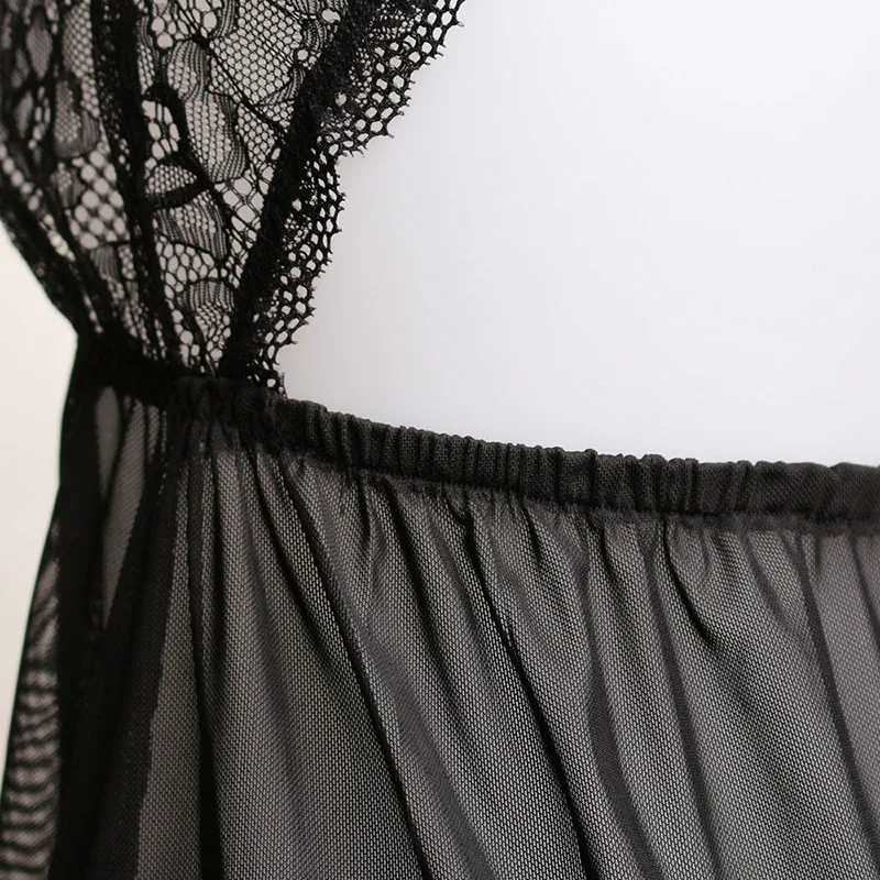 Для женщин Sexy Глубокий V шеи белье Babydoll пижамы нижнее кружевное пальто ночное