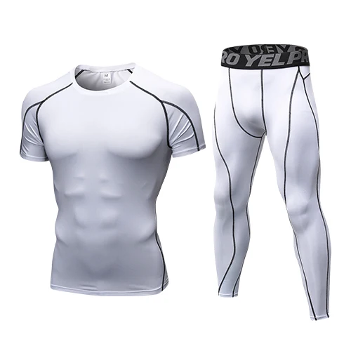 Style 11 2 шт мужской компрессионный спортивный костюм для бега плотный Мужской Быстросохнущий Спортзал Фитнес Бег комплекты колготок мужские тренировочные спортивные костюмы - Цвет: Style 11