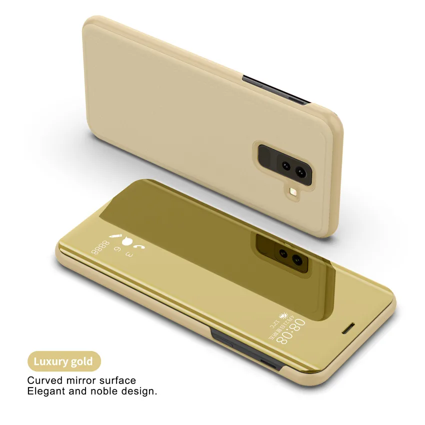 Gold Сенсорный Чехол-подставка чехол для samsung A9 звезды примечание 9 8 S10 S9 S8 S7 Edge Plus A6 A8 J6 J8 A5 A7 зеркало 360 Полное покрытие S10E - Цвет: Gold