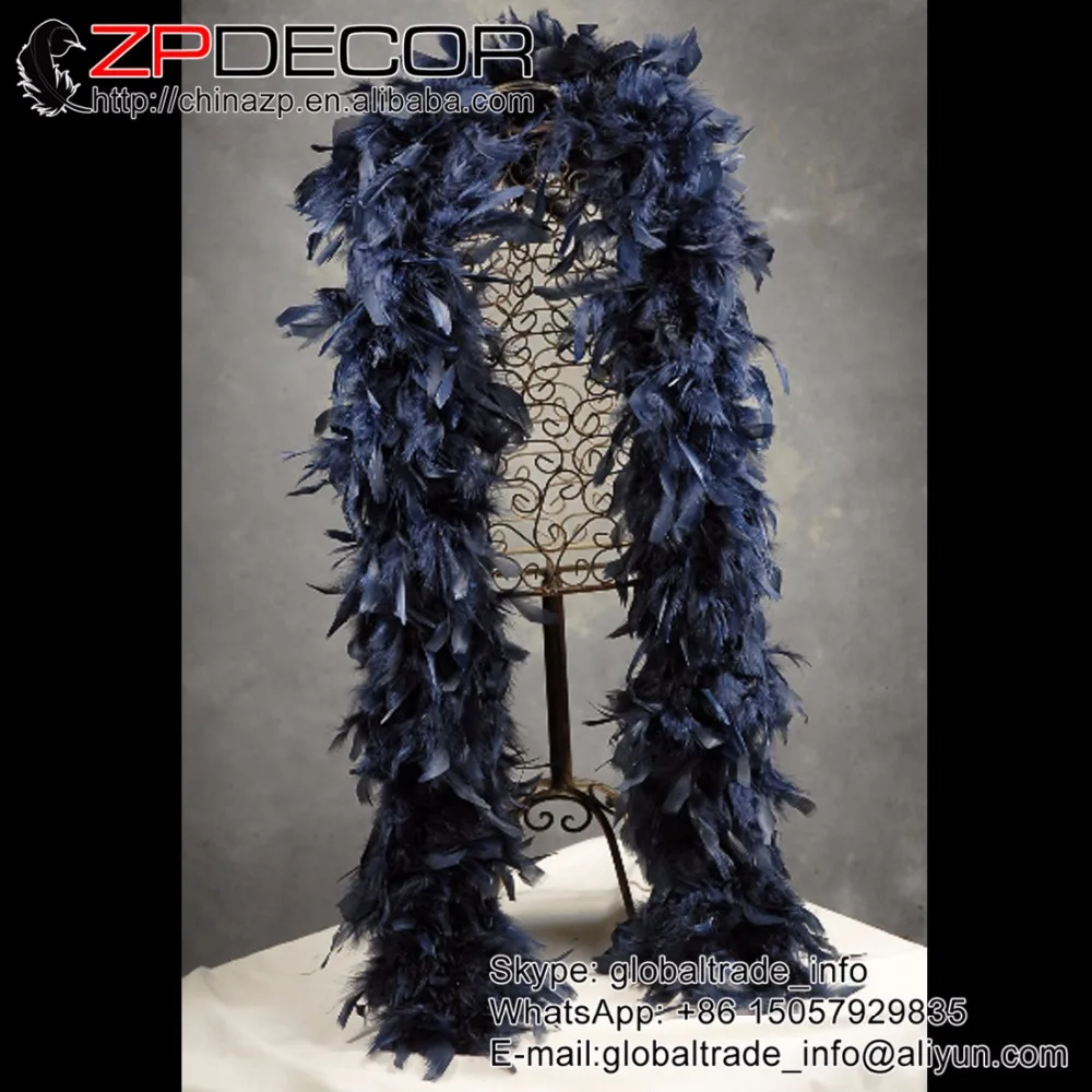 ZPDECOR 80 г 2 ярдов/партия пушистый ручной работы окрашенный темно-синий индейка Chandelle перо боа для свадебной вечеринки украшения дома