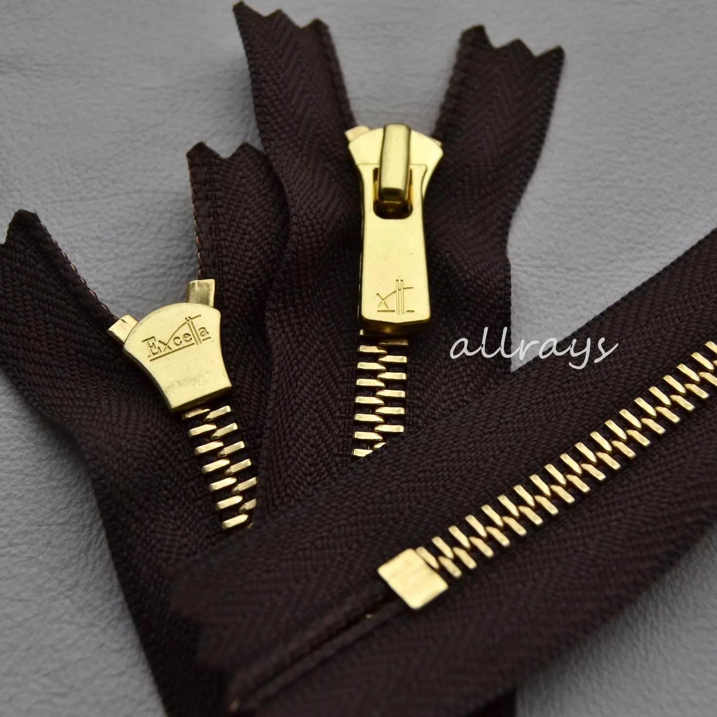 3 золотых медных закрытых конца EXCELLA коричневая металлическая молния YKK полировка