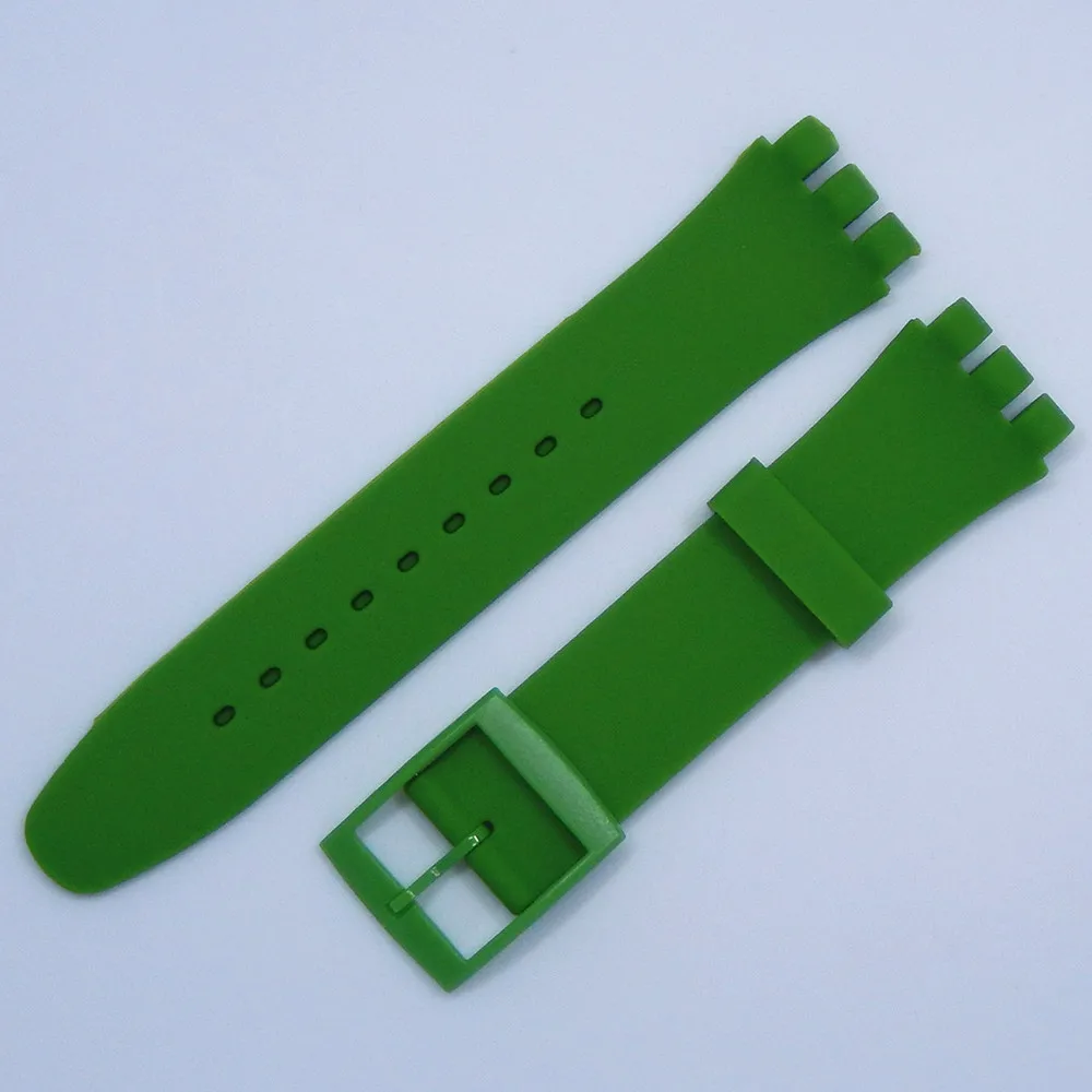 Green Резиновый силиконовый ремешок для наручных часов Swatch 16 мм 17 мм 19 мм 20 мм аксессуары для наручных часов - Цвет: Green