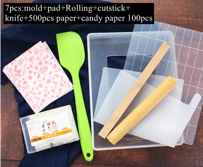 7pcs set DIY ручной работы форма для нуги инструменты антипригарный коврик Nougat шоколадные конфеты плесень наборы выпечки Кондитерские инструменты формочка для десерта - Цвет: 7pcs set