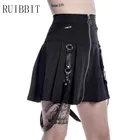 Новое поступление, Готическая Женская юбка в стиле Харадзюку, рок, панк-юбка на молнии, черная прошитая летняя Осенняя плиссированная мини Короткая юбка для девочек