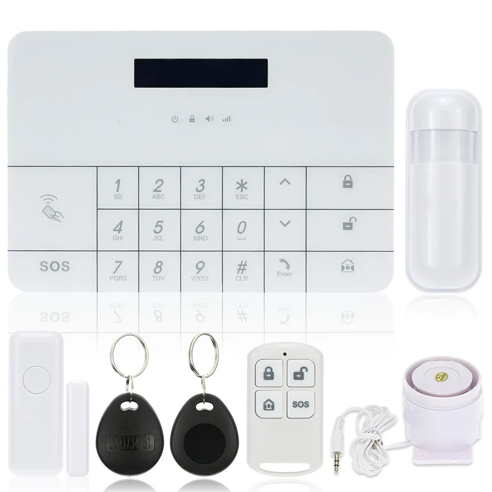 2019 new Wireless GSM Alarm System LCD GSM&SMS RFID Touch Keyboard Home House Security Burglar Intruder Alarm System Auto Dialer
