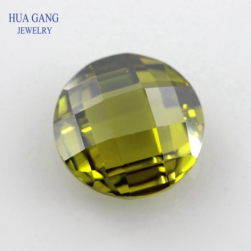 Peridot кубический цирконий камень круглой формы бриллиант свободный CZ для