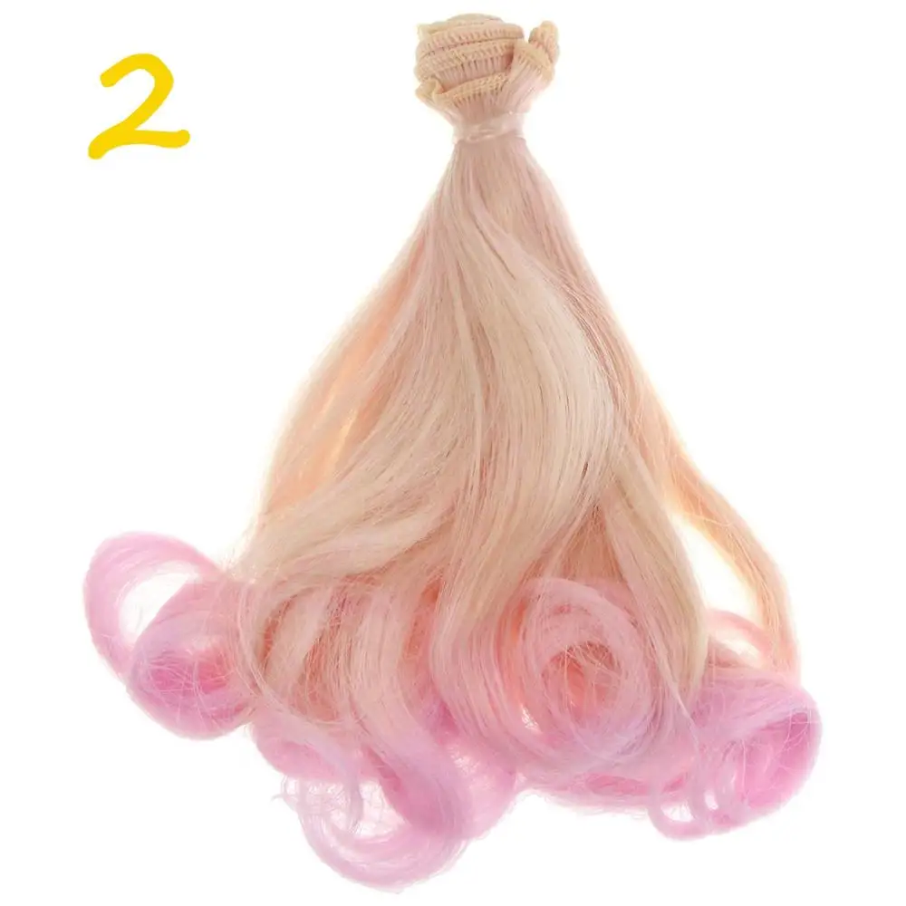 Color 2 1 шт. 15*100 см кудрявый высокотемпературный кукольный парик DIY аксессуары для SD для BJD для Blythe 1/3 1/4 1/6 куклы Кудри волосы парики - Цвет: Color 2