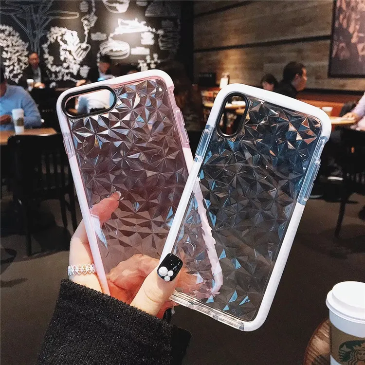 Роскошный чехол Capa Bling Прозрачный мягкий с алмазным узором для iPhone X 10 XS MAX XR 8 7 PLUS 6