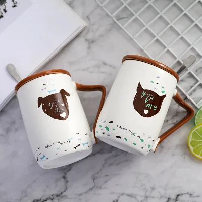 490 мл большая емкость мультфильм керамическая кружка с животными чашка крышкой и