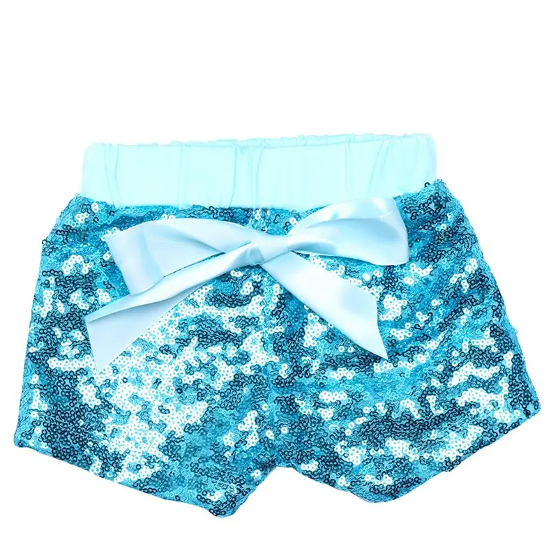 Темно-синие блестящие расшитые пайетками шорты синяя одежда для маленьких