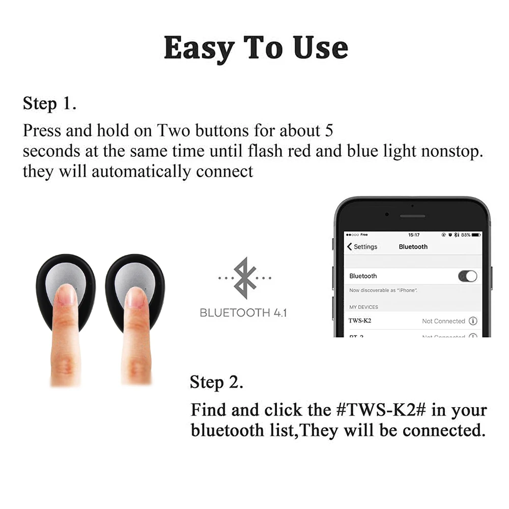 Беспроводные стереонаушники Daono TWS K2 Bluetooth 4 1 гарнитура с микрофоном и зарядным