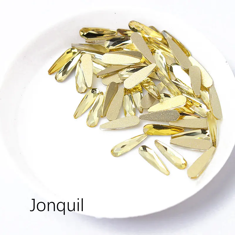 Jonquil 30/100 шт разноцветные стразы в форме капли воды для ногтей, Кристальные блестящие стразы, семена дыни, Алмазный Декор для ногтей, инструменты для маникюра - Цвет: Jonquil