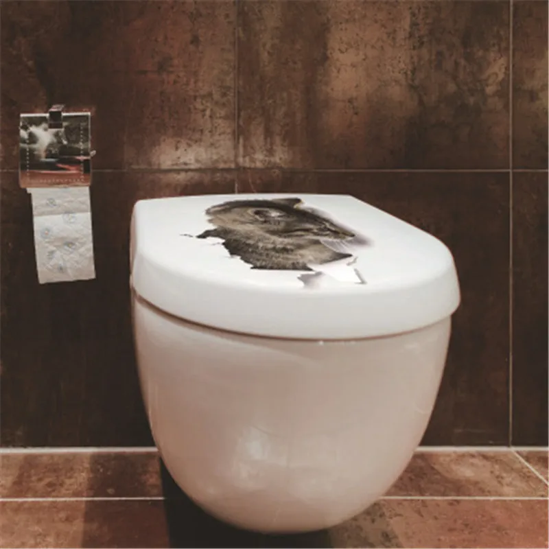 Funny Cat 3D Wall Sticker For Kids Room Home Decor Bathroom Toilet Kitchen Refrigerator Decal Mural Muraux | Дом и сад