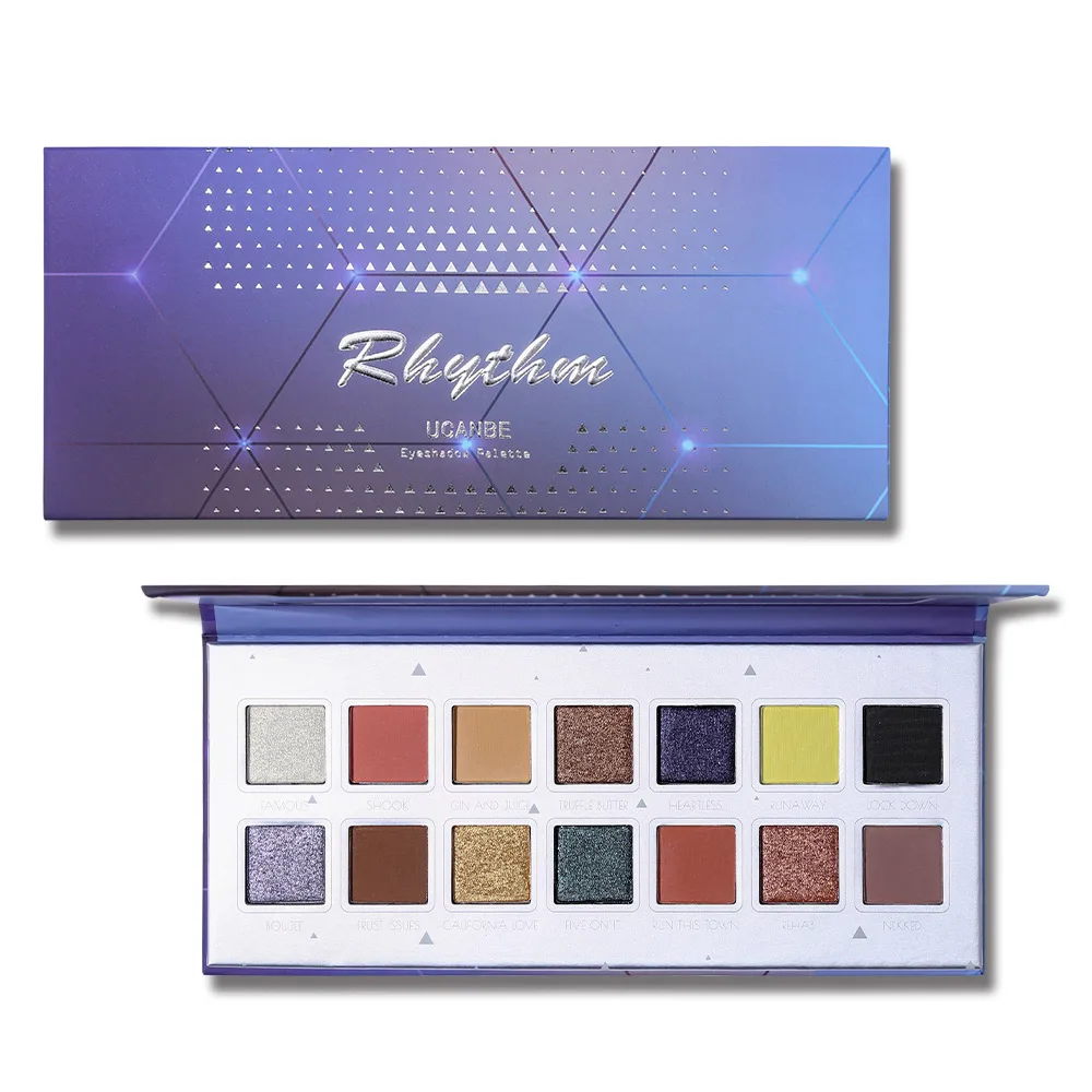 14 Color UCANBE, новинка, 14 цветов, мерцающие Сияющие тени для век, натуральный, телесный, палитра теней для век, водонепроницаемый макияж с эффектом "металлик", дымчато-фиолетовый, beauty Set - Цвет: 14 Color