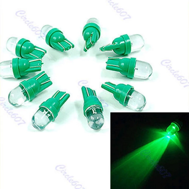 

10PCS Green Gauge LED Light Bulb T10 194 168 Plate Dashboard Side New