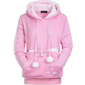 Женская толстовка с капюшоном, длинным рукавом и передним карманом