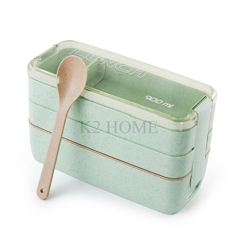 Трехслойная коробка для ланча Bento герметичный контейнер хранения еды готовый