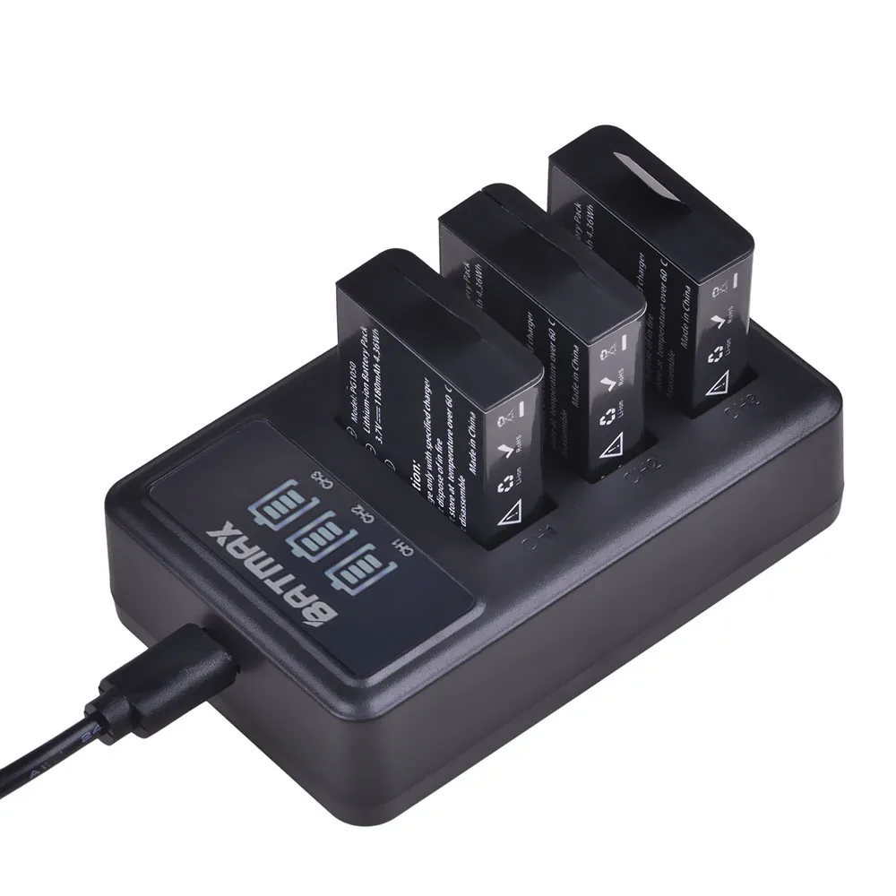 4 шт. 1180 мАч PG1050 аккумулятор + светодиодсветодиодный 3-слотовое USB зарядное