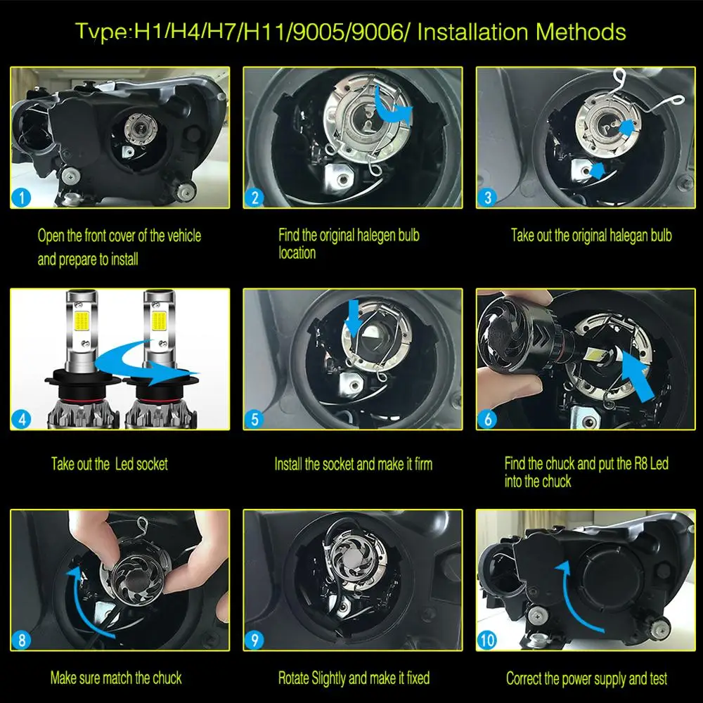 Vehemo H4/HB2/9003 Mini6 светодиодный противотуманные свет Автомобильные аксессуары лампы