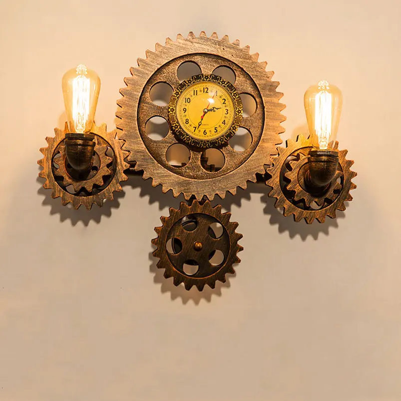 Настенный светильник в стиле ретро Лофт лампа с колесиками E27 настенное бра для