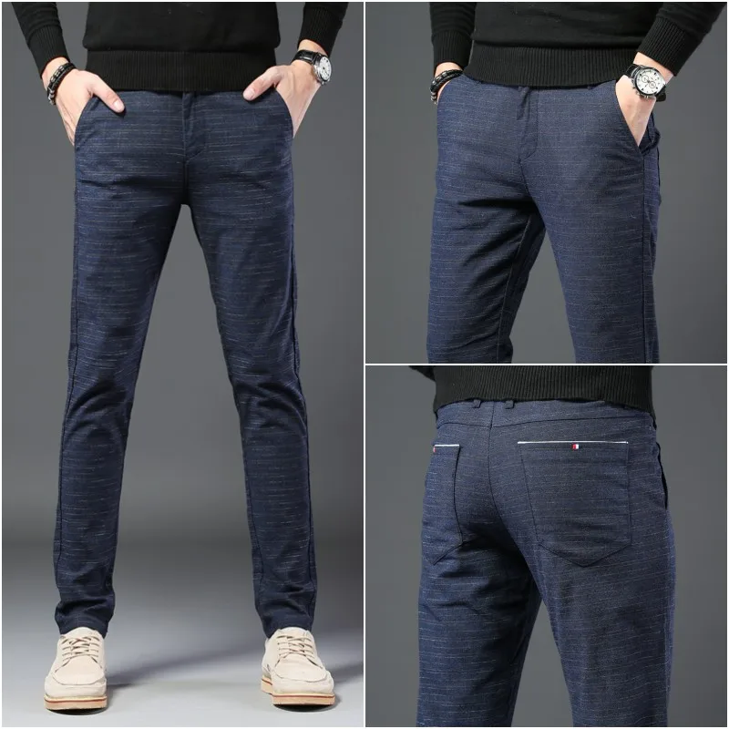 2019 весенние и летние мужские удобные повседневные брюки в британском клетку с