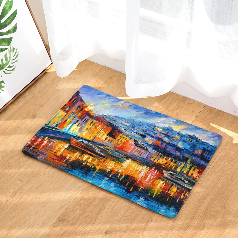 2017 масляная живопись красочные работы печать ковры Нескользящие кухонные