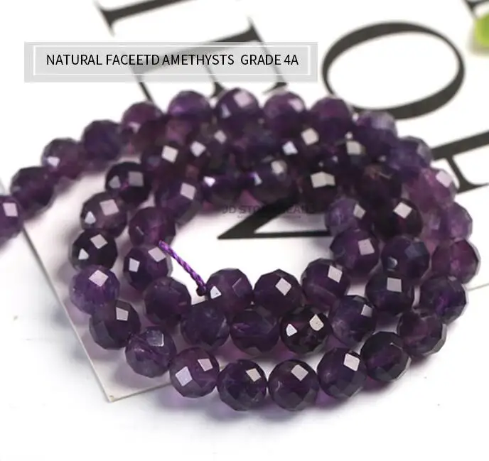 4A AMETHYST Высококачественные граненые бусины Rondelle, граненый кристалл, натуральный драгоценный камень, подвески, ожерелье, аксессуар для женщин, изготовление ювелирных изделий - Цвет: 4A AMETHYST