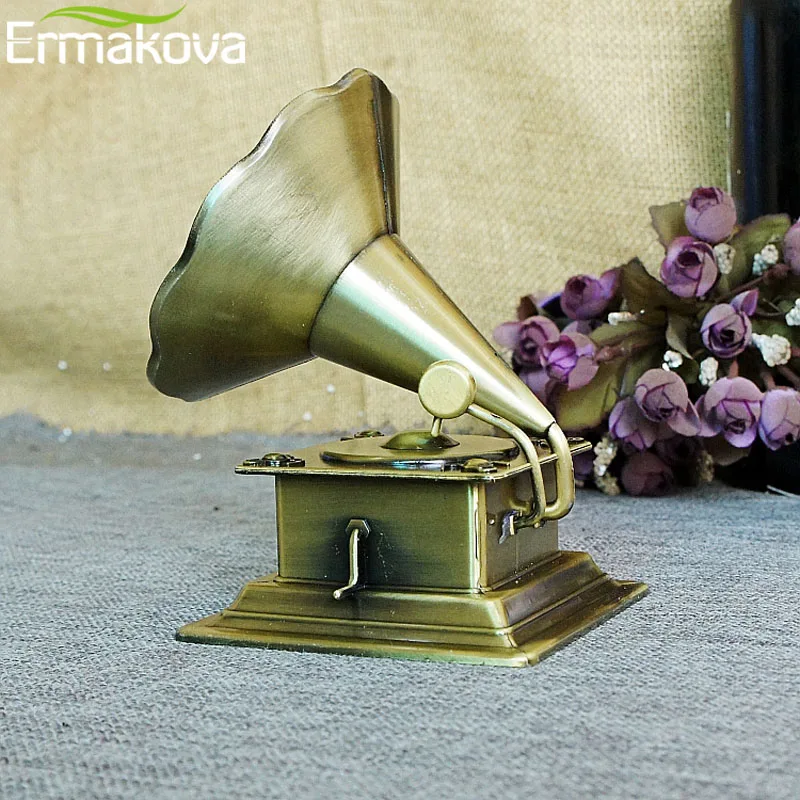 ERMAKOVA металлическая Ретро модель фонографа винтажный проигрыватель реквизит