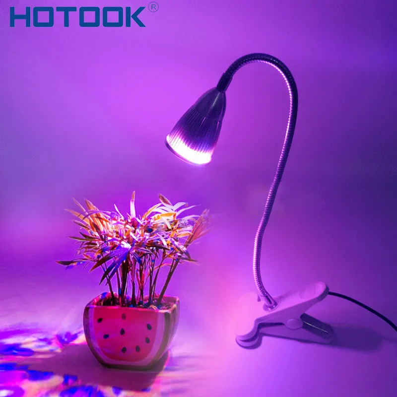 HOTOOK Светодиодные лампы для выращивания растений DIY 7W с гибким кронштейном и зажимом для стола для комнатных растений и цветов.
