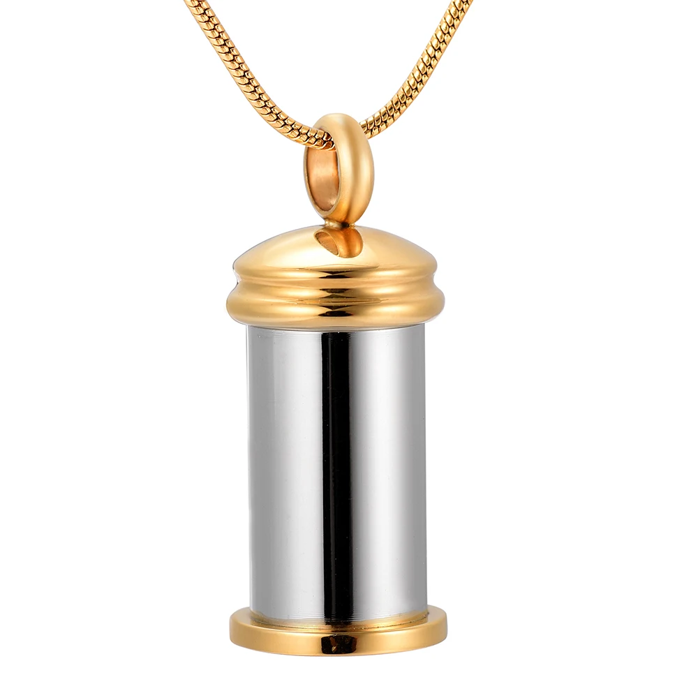 

IJD9895 Different Colored Cylinder Keepsake Urn Jewelry Free Engravaing Stainless Steel Cremation Locket Necklace For Ashes