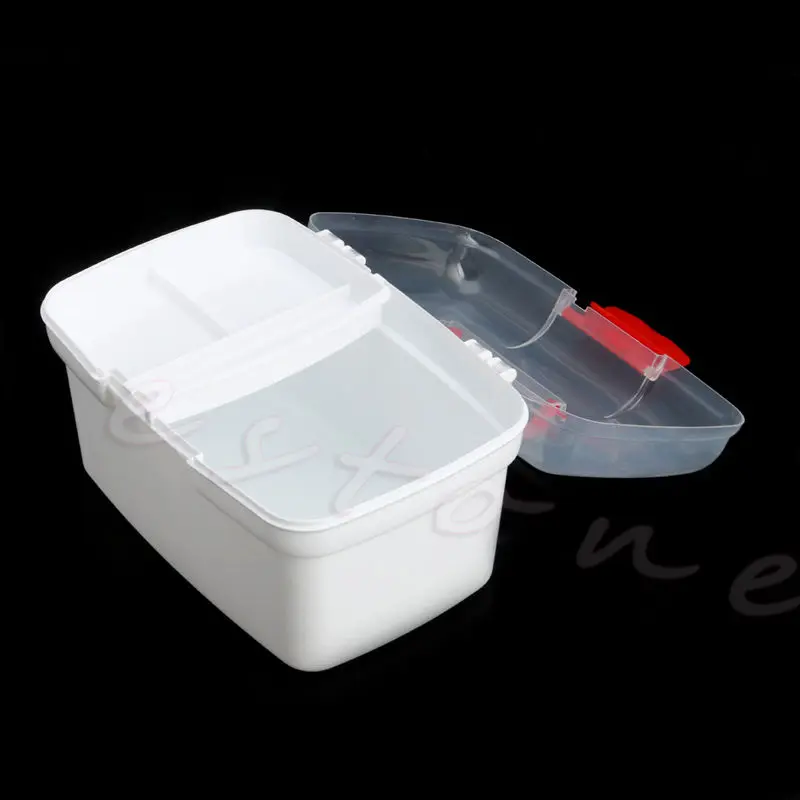 

Plastic Clear 2 Layers Health Pill Medicine Chest First Aid Storage Box Kit Case