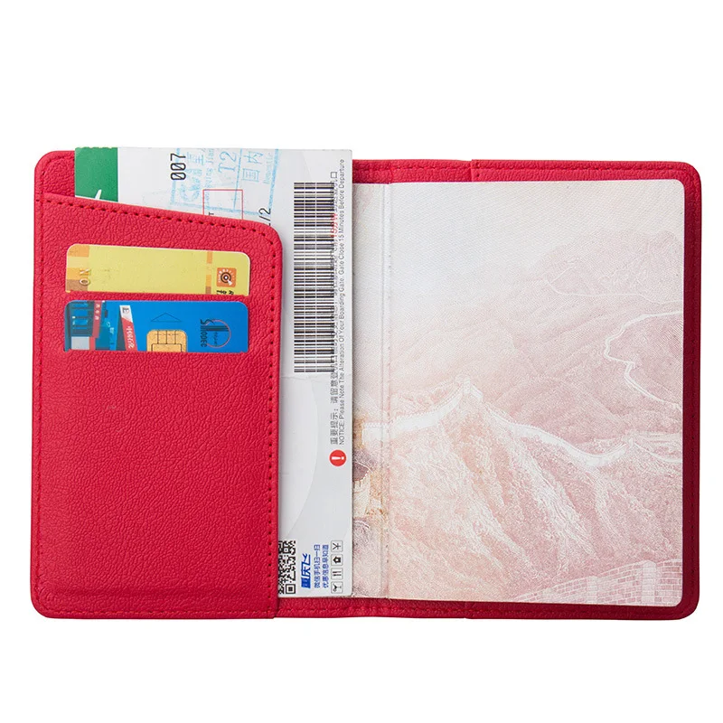 

New PU leather passport cover for traveling documents women men credit card holder for visiting cards and travel passport holder