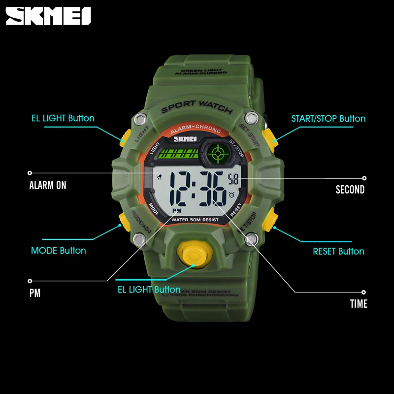 Часы наручные SKMEI Детские кварцевые модные цифровые водонепроницаемые для