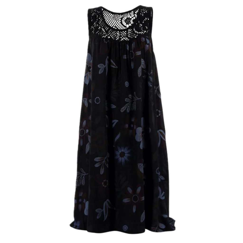 Новинка, Стильное женское платье Kleid, женское летнее платье Бохо без рукавов, кружевное платье с принтом, Abito da donna alla moda
