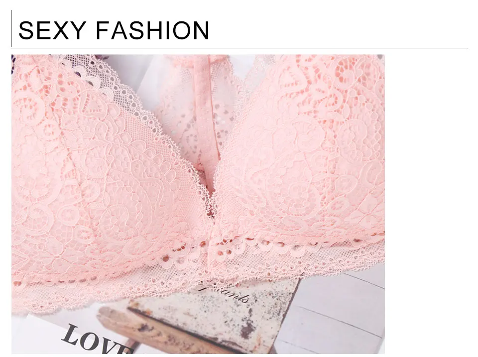 Белье Push Up комплект нижнего белья беспроводной пуговицы спереди кружевной