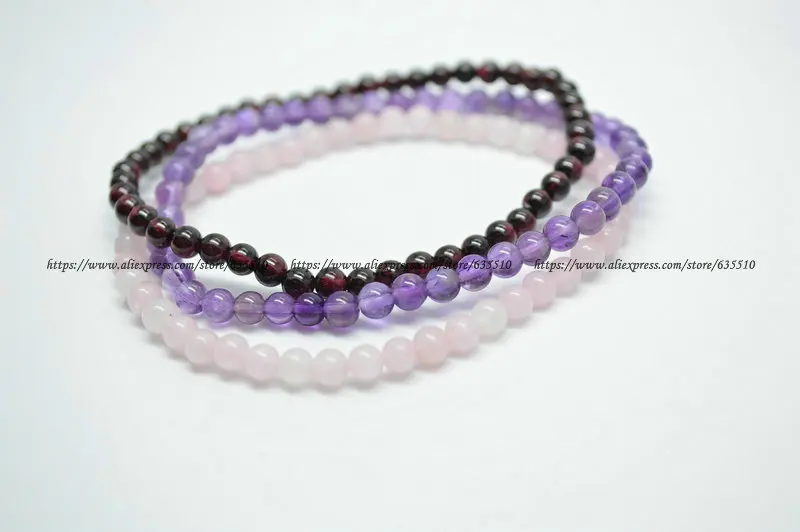 

5 sets Fashion Woman Jewelry 4mm Natural Stone Round Beads Elastic Line Bracelets