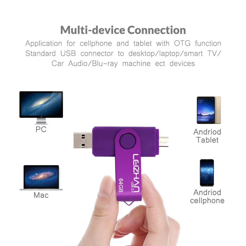 LEIZHAN телефон Memory Stick для Android USB флеш накопитель 128 Гб 64 ГБ 32 16 8 4 Флешка usb 2 0 OTG