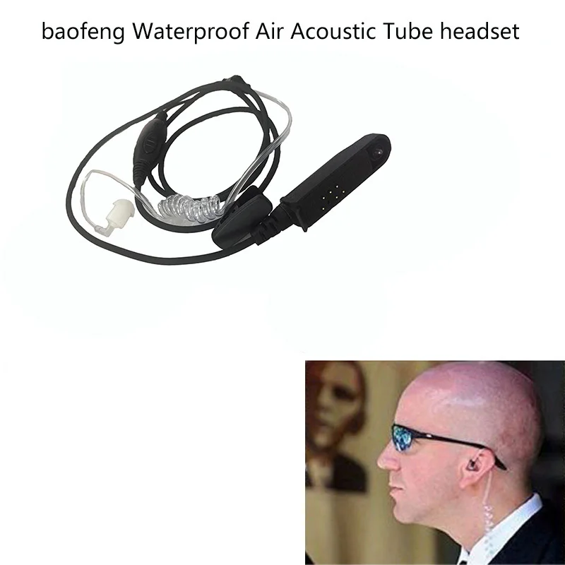 Waterproof Radio Walkie Talkie baofeng uv-9r plus Covert Air Acoustic Tube PPT Earpiece For UV-XR BaoFeng A58 GT-3WP Headset Mic