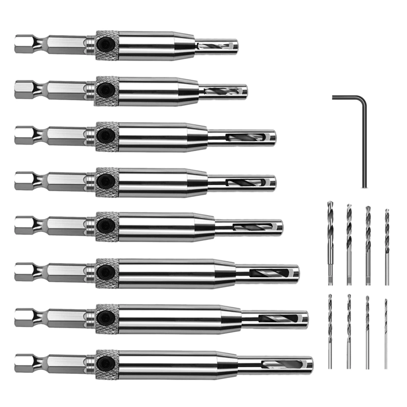 Self-Centering Hinge Tapping Drill Bit Kit For Woodworking Center Kit(16 Pcs) Adjustable Door And Window With 1 He | Инструменты