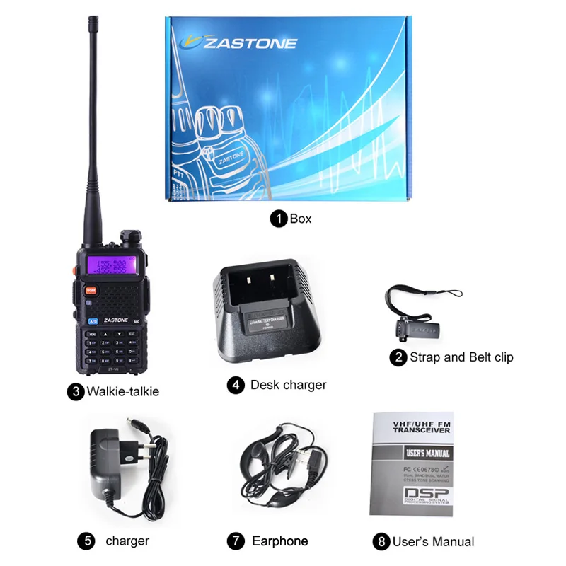 Zastone V8 черный Портативный Радио Walkie Talkie Любительское радио двухстороннее VHF и UHF