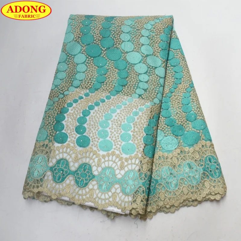 ADONG Aqua Green вышитая африканская французская чистая кружевная ткань гипюр