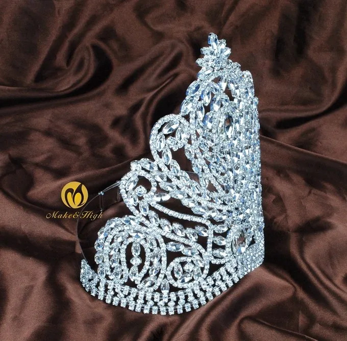 Фантастический Большой 9-дюймовый тиара австрийские диадема короны из горного