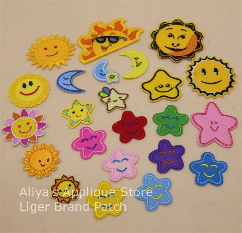 1 шт. луна звезды солнце улыбается аппликация-вышивка ткань аксессуары