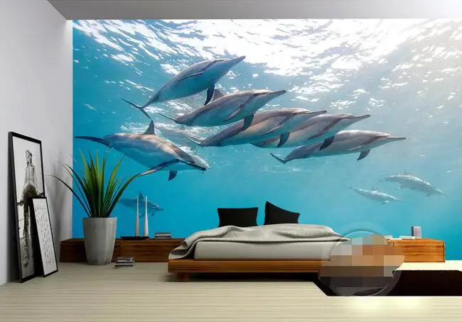Настенные 3d обои на заказ нетканые для комнат фотообои Дельфин с изображением