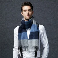 black gray camel plaid wool scarf men soft warm fashion natural fabric high quality free shipping