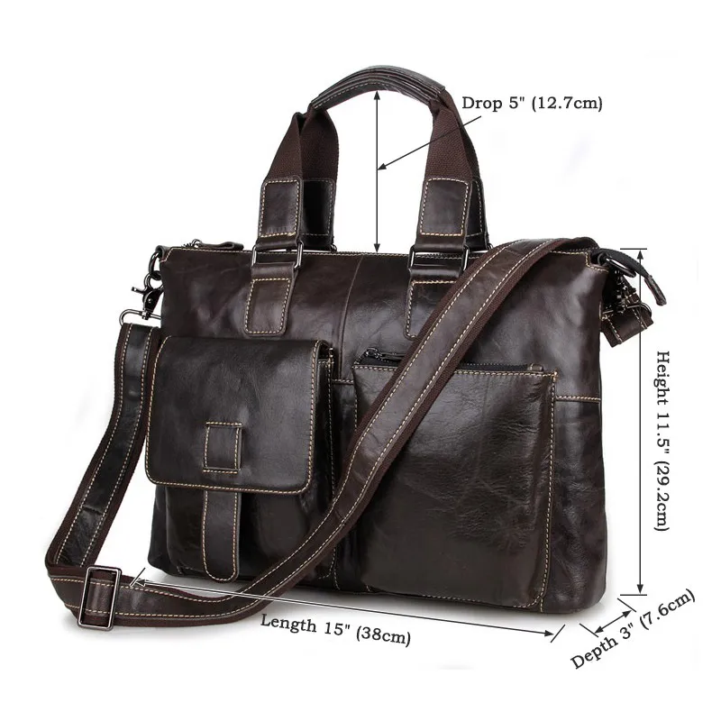 Lachiour Genuine Leather laptop bag Handbags Men Cowhide Crossbody Bag Men's Travel Shoulder Male Briefcases |